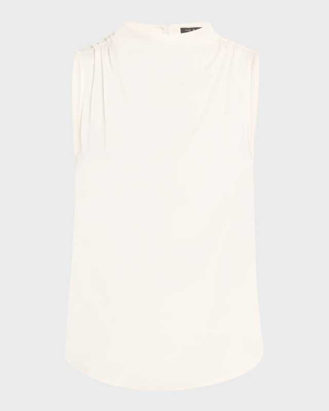 Julie Gathered High-Neck Top